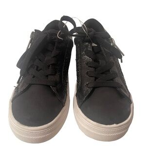 Nina Black Sparkle Front Tie up shoe laces with Size Zippered Shoes Size 1